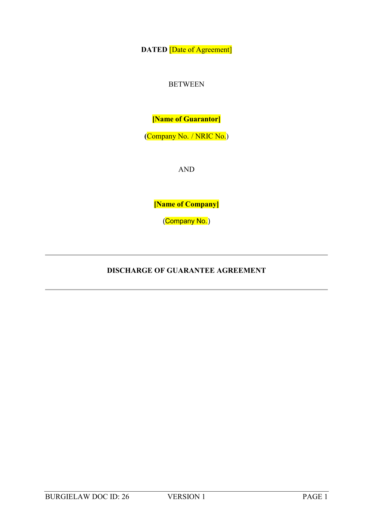 Agreement guarantee clearance