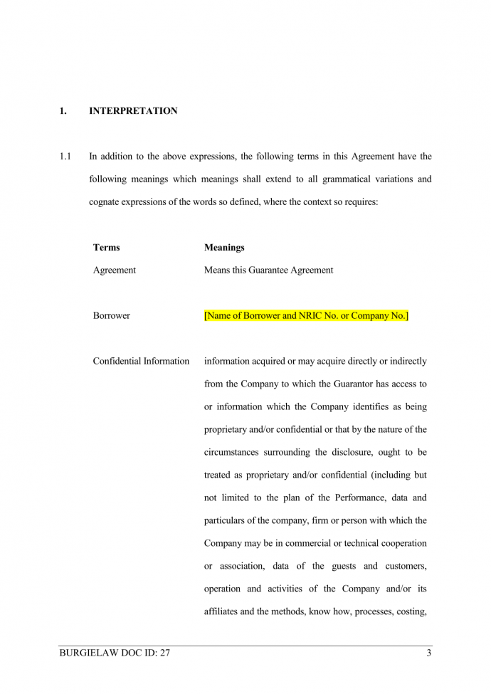 Guarantee Agreement Template BurgieLaw