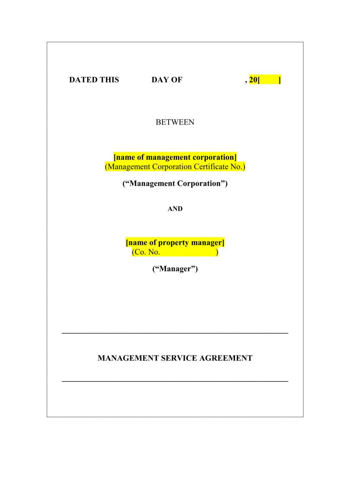 Management Service Agreement Template BurgieLaw