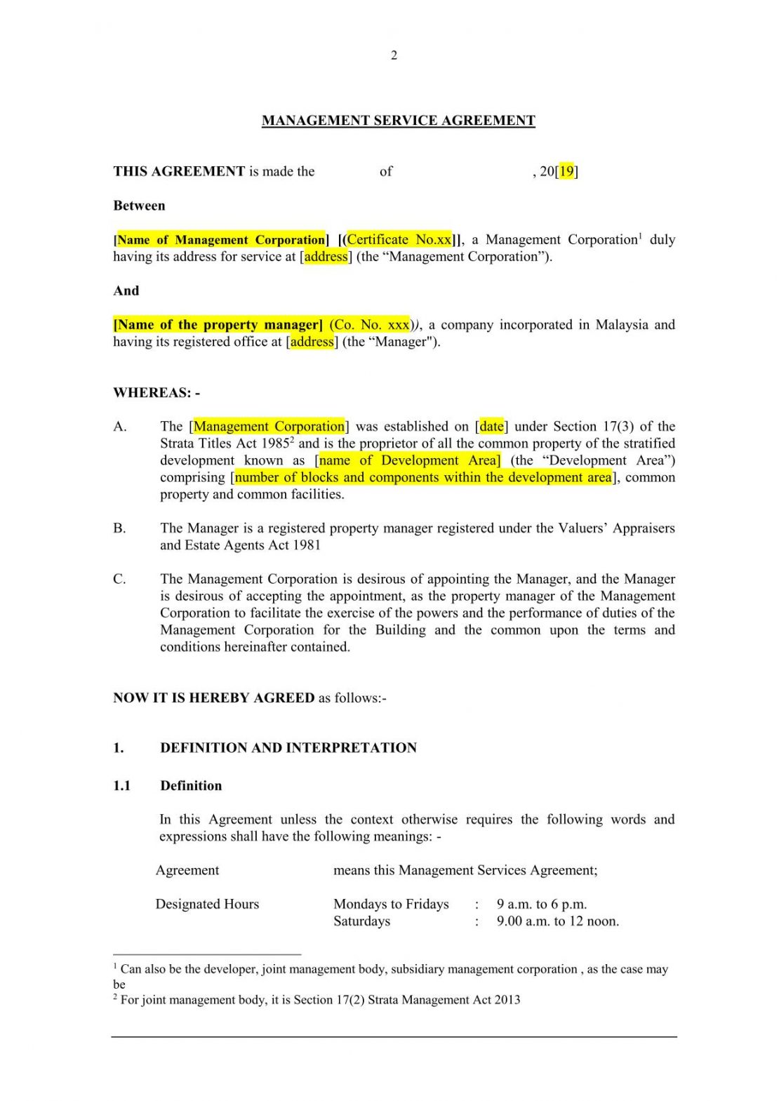 Management Service Agreement Template BurgieLaw