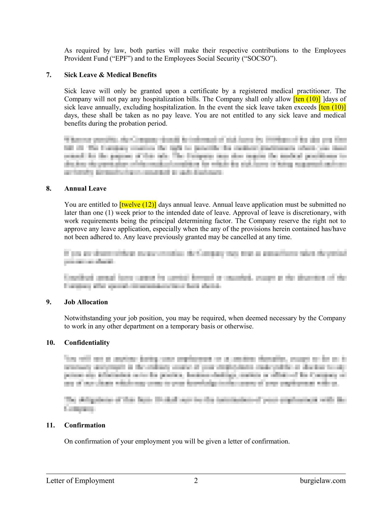 Letter Of Employment Template BurgieLaw