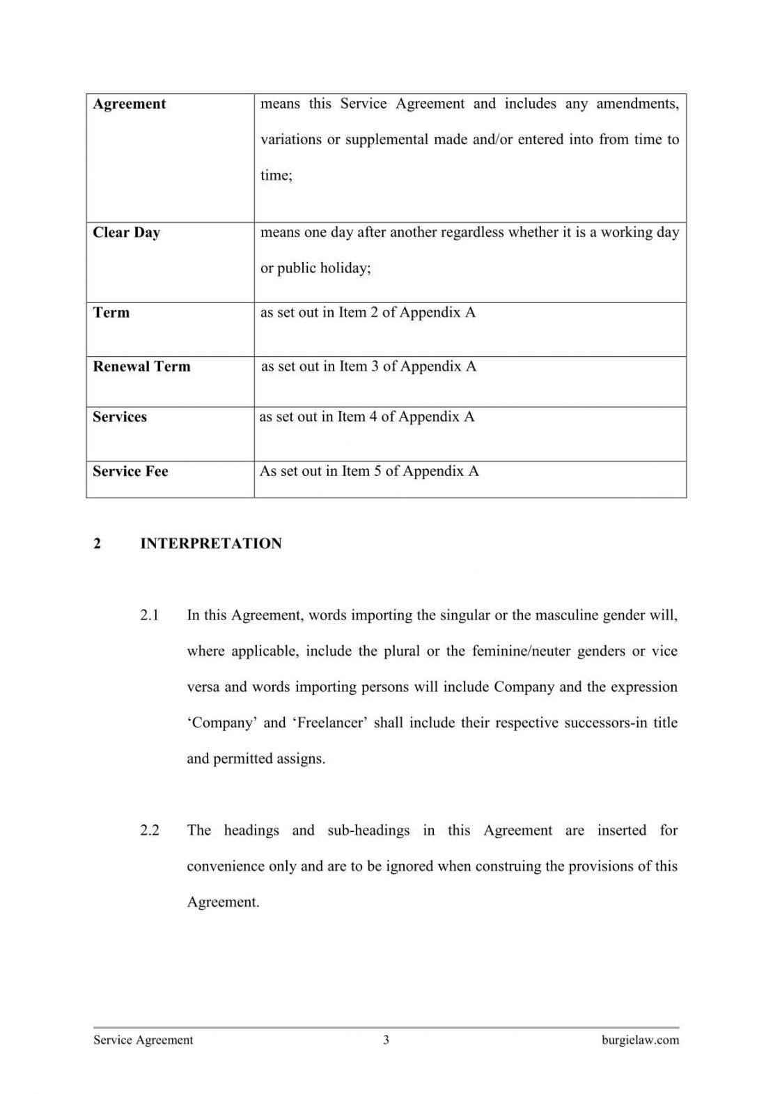 Service Agreement for Freelancers Template BurgieLaw Service Agreement for Freelancers Template BurgieLaw