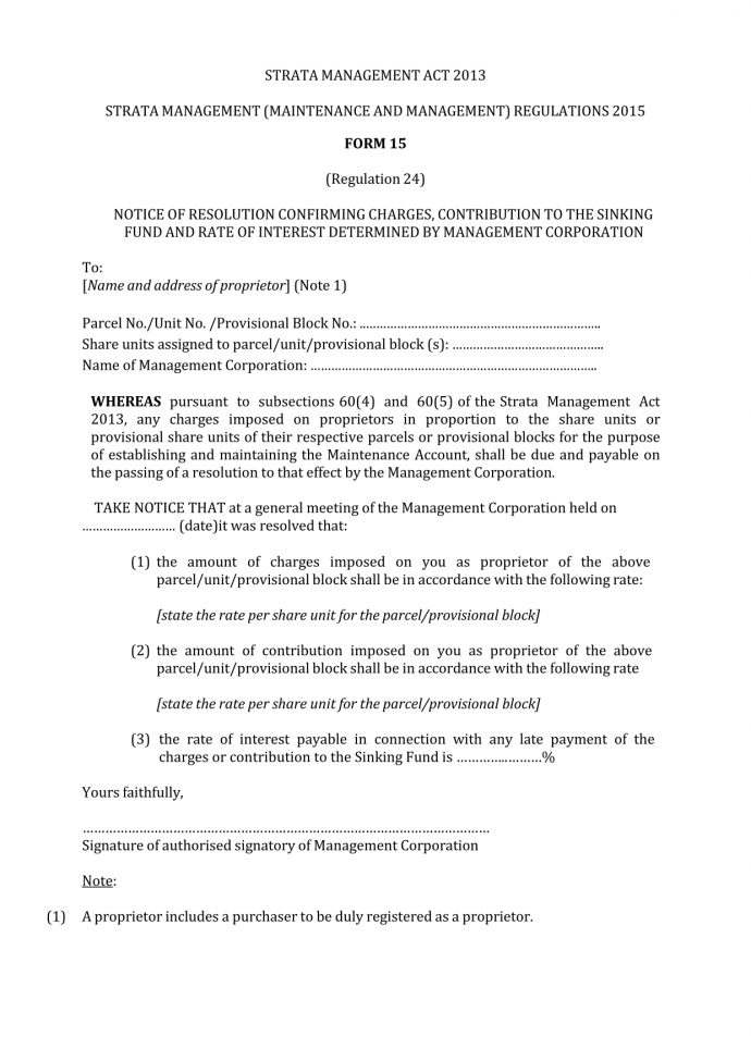 strata management regulation 2015