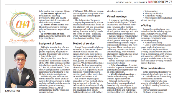 Amendments to Strata Management Act 2013 (“SMA 2013”) – (Article 7, 8, 9)
